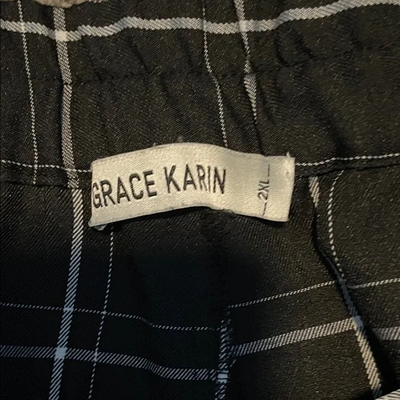 Grace Karin Women's Black and White Plaid Pants - Picture 2 of 3